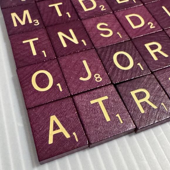 Scrabble Lot of 400 Wood Letter Tiles Maroon Gold Letters Crafts Replacements - Picture 4 of 6